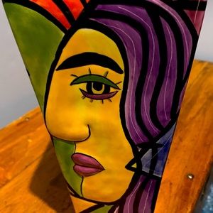 MODERN ART HAND PAINTED MUZEUM VASE PICASSO STYLE